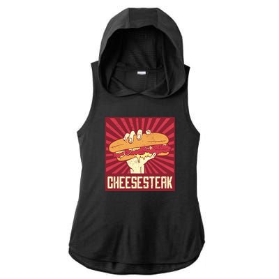 Cheesesteak Ladies PosiCharge Tri-Blend Wicking Draft Hoodie Tank