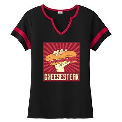 Cheesesteak Ladies Halftime Notch Neck Tee