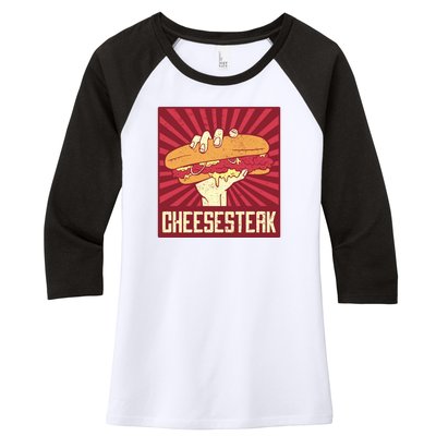 Cheesesteak Women's Tri-Blend 3/4-Sleeve Raglan Shirt