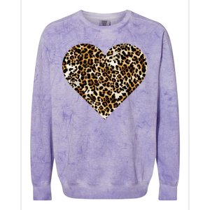 Cheetah Print Heart Colorblast Crewneck Sweatshirt