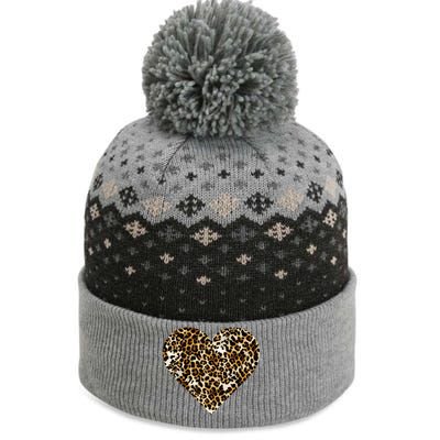 Cheetah Print Heart The Baniff Cuffed Pom Beanie