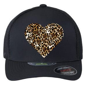 Cheetah Print Heart Flexfit Unipanel Trucker Cap