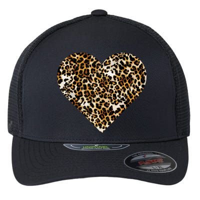 Cheetah Print Heart Flexfit Unipanel Trucker Cap