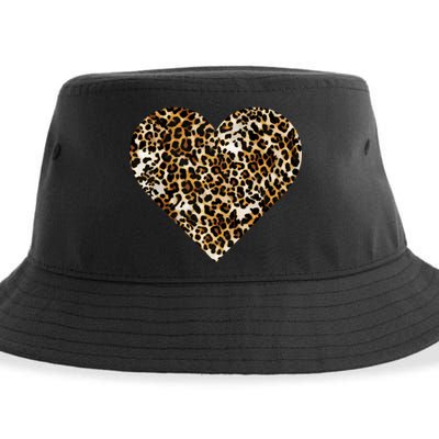 Cheetah Print Heart Sustainable Bucket Hat