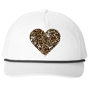 Cheetah Print Heart Snapback Five-Panel Rope Hat