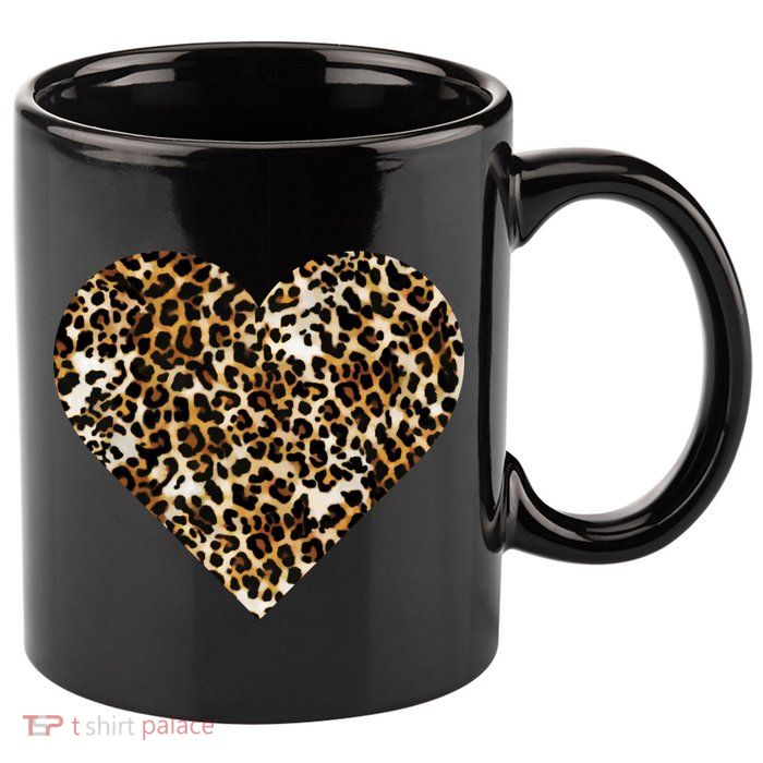 Cheetah Print Heart 11oz C Handle Ceramic Mug