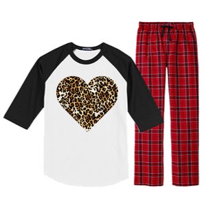 Cheetah Print Heart Raglan Sleeve Pajama Set