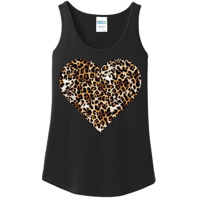 Cheetah Print Heart Ladies Essential Tank