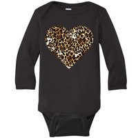 Cheetah Print Heart Baby Long Sleeve Bodysuit