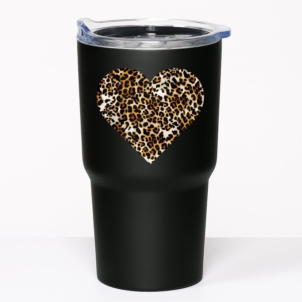 Cheetah Print Heart Tumbler