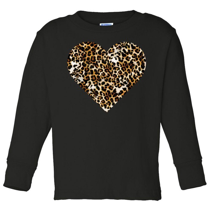 Cheetah Print Heart Toddler Long Sleeve Shirt