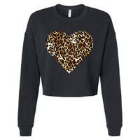 Cheetah Print Heart Cropped Pullover Crew