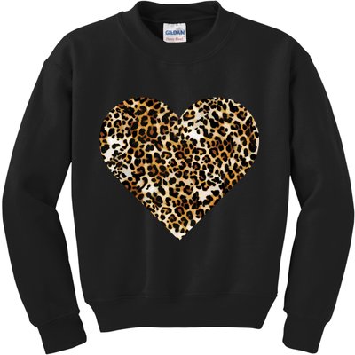Cheetah Print Heart Kids Sweatshirt