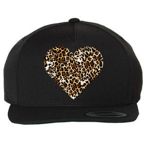 Cheetah Print Heart Wool Snapback Cap