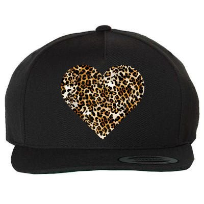 Cheetah Print Heart Wool Snapback Cap