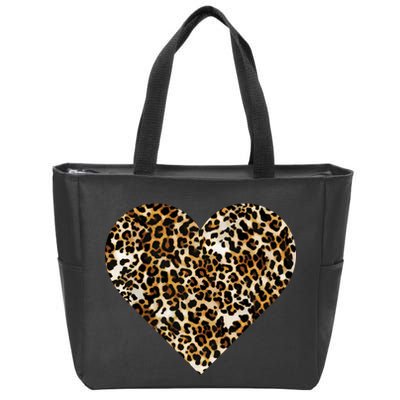 Cheetah Print Heart Zip Tote Bag