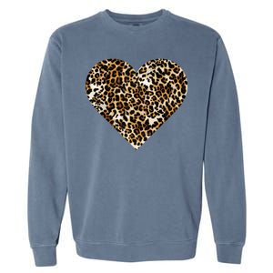 Cheetah Print Heart Garment-Dyed Sweatshirt