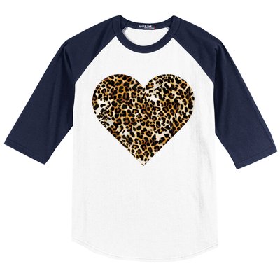 Cheetah Print Heart Baseball Sleeve Shirt