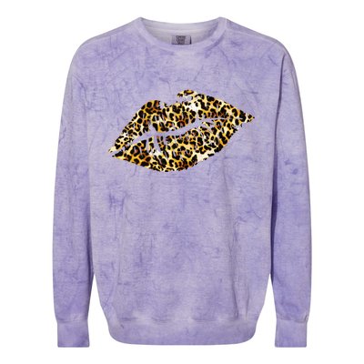 Cheetah Print Skinned Lips Colorblast Crewneck Sweatshirt