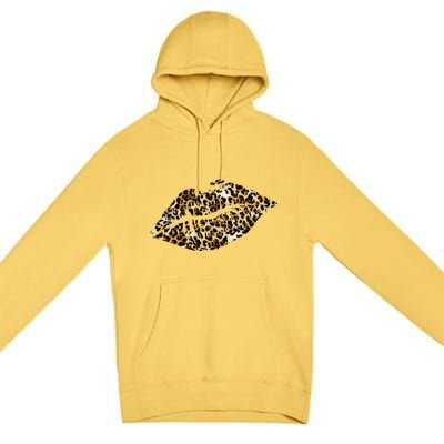 Cheetah Print Skinned Lips Premium Pullover Hoodie