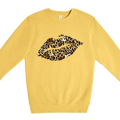 Cheetah Print Skinned Lips Premium Crewneck Sweatshirt