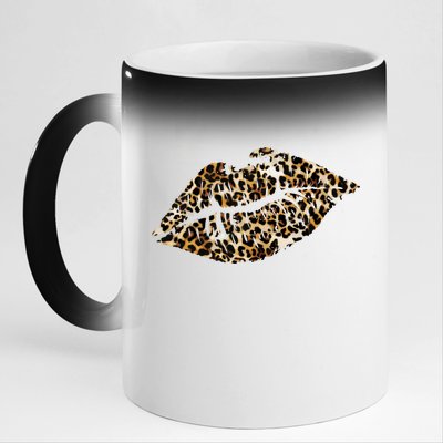 Cheetah Print Skinned Lips 11oz Black Color Changing Mug