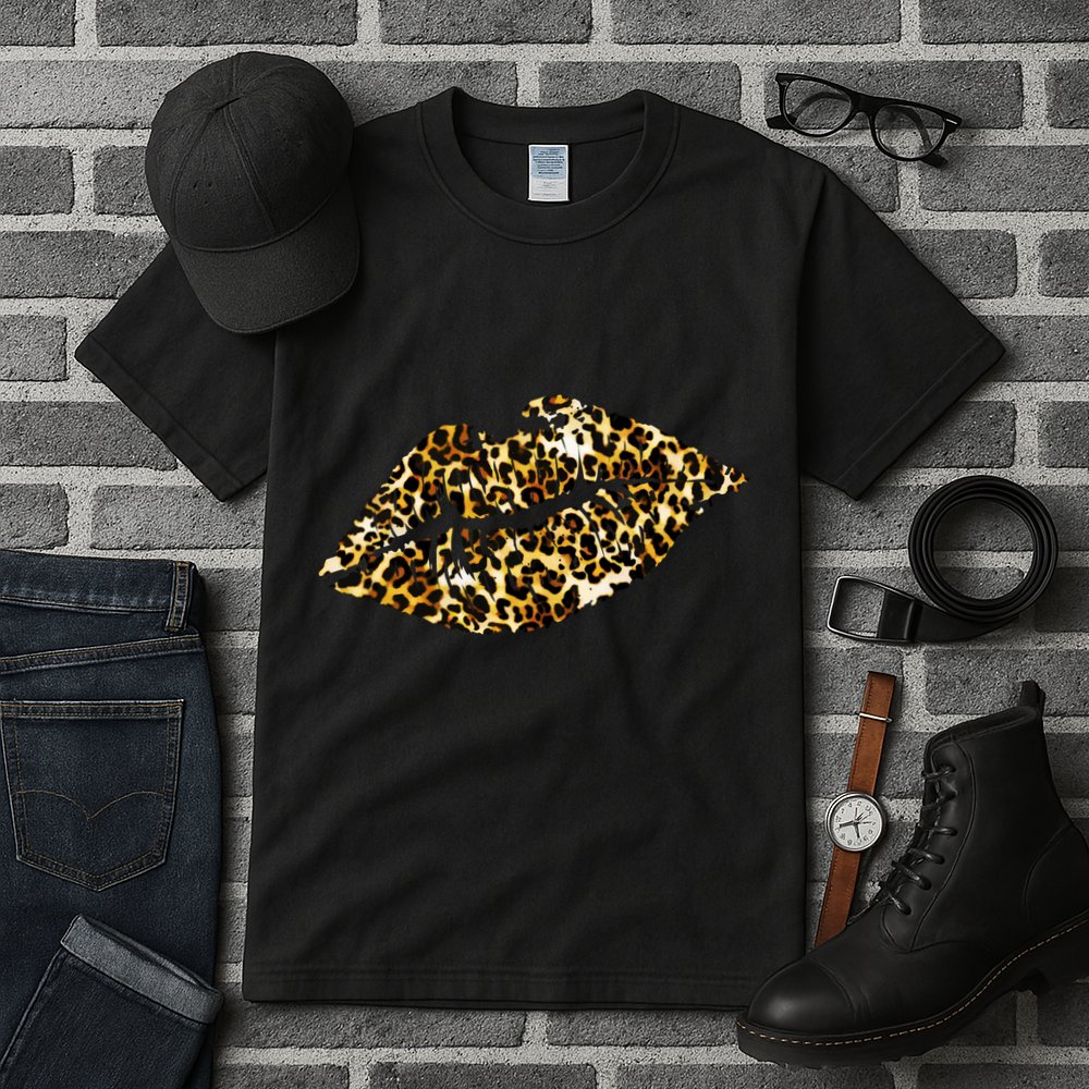 Cheetah Print Skinned Lips Tall T-Shirt