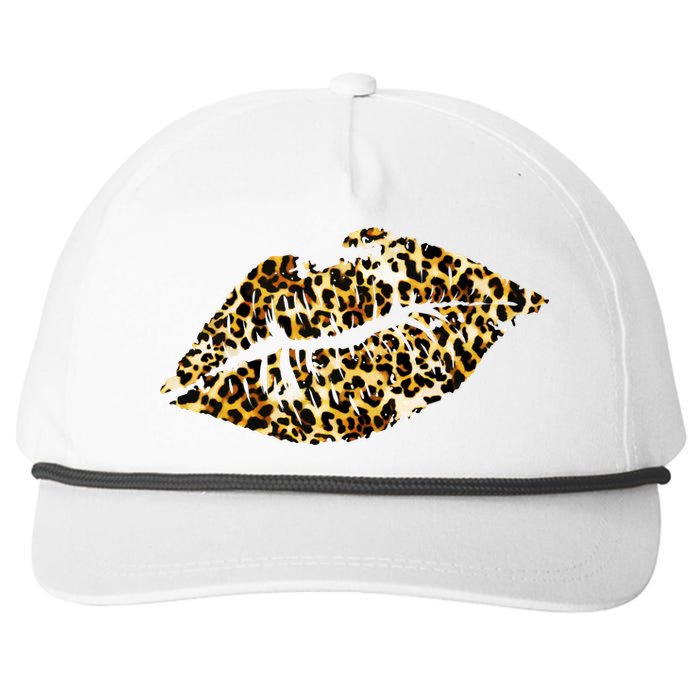 Cheetah Print Skinned Lips Snapback Five-Panel Rope Hat