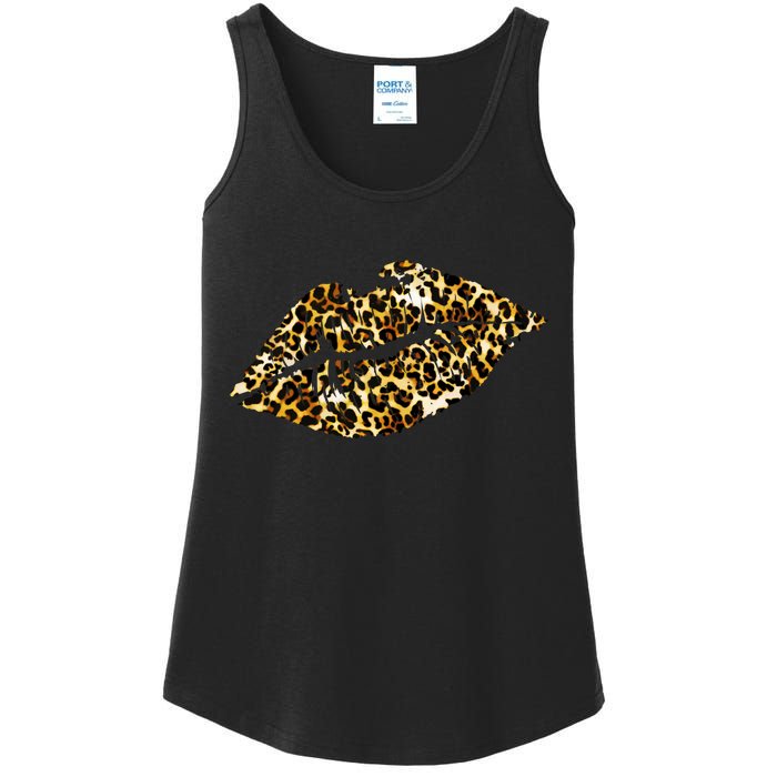 Cheetah Print Skinned Lips Ladies Essential Tank