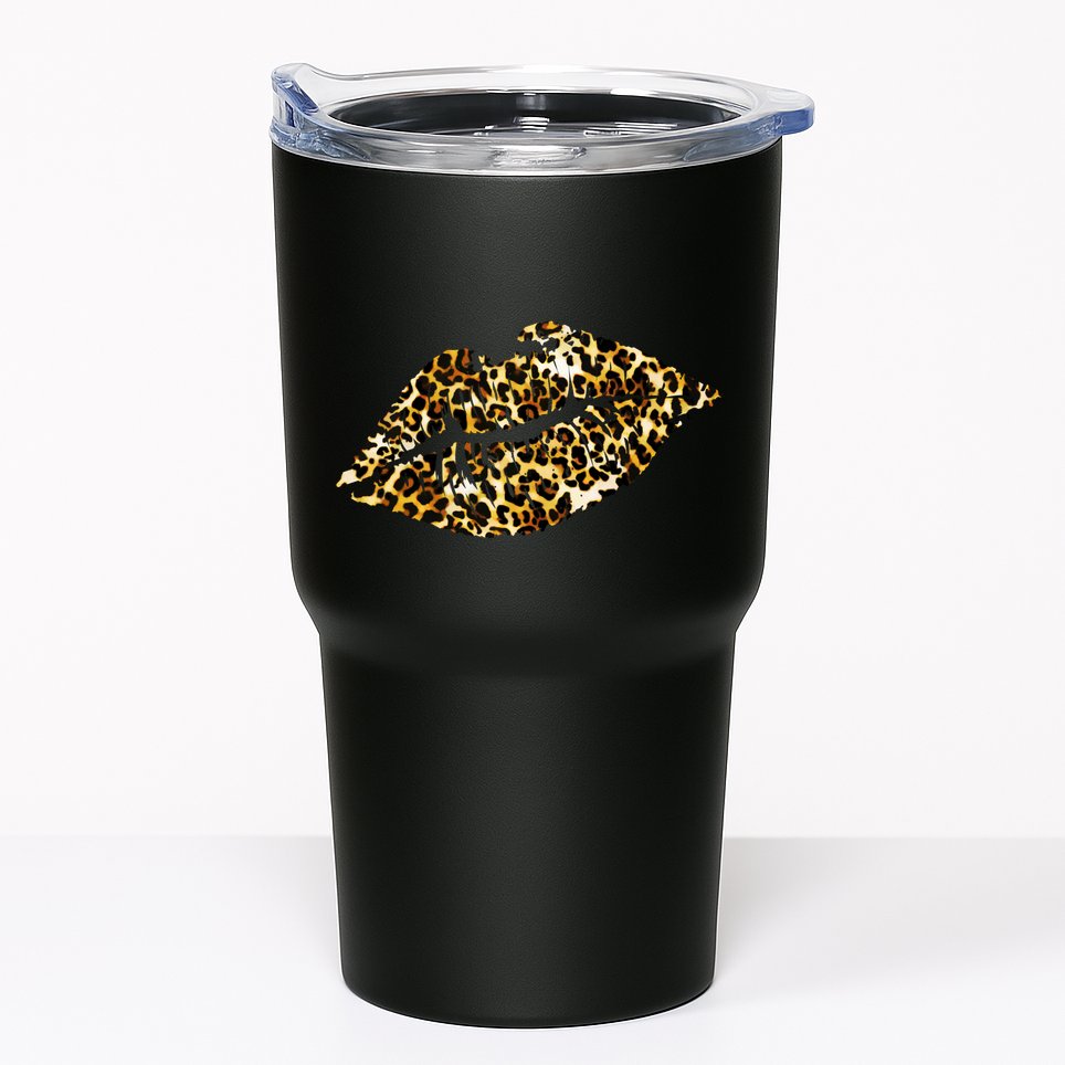 Cheetah Print Skinned Lips Tumbler