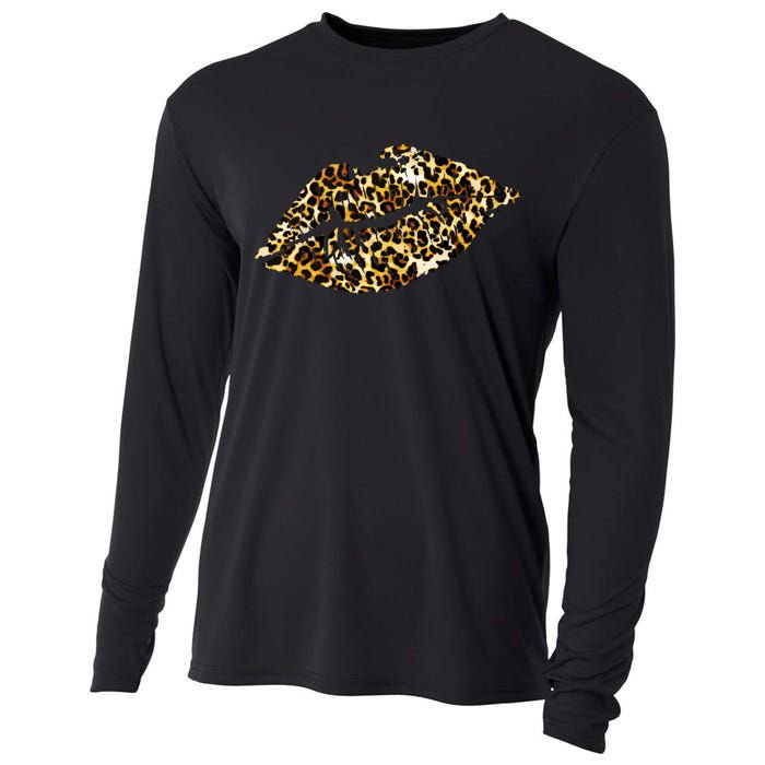 Cheetah Print Skinned Lips Cooling Performance Long Sleeve Crew