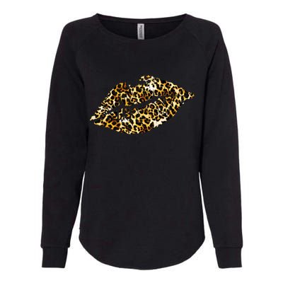 Cheetah Print Skinned Lips Womens California Wash Sweatshirt