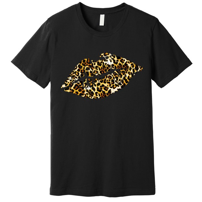 Cheetah Print Skinned Lips Premium T-Shirt