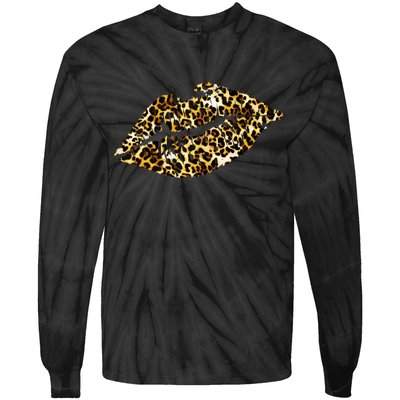 Cheetah Print Skinned Lips Tie-Dye Long Sleeve Shirt