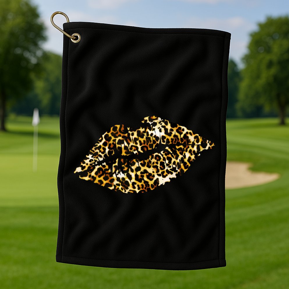 Cheetah Print Skinned Lips Golf Towel