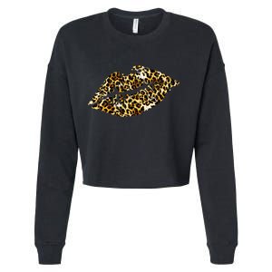 Cheetah Print Skinned Lips Cropped Pullover Crew