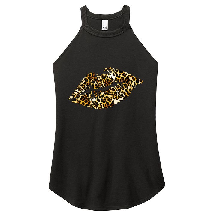Cheetah Print Skinned Lips Women's Perfect Tri Rocker Tank