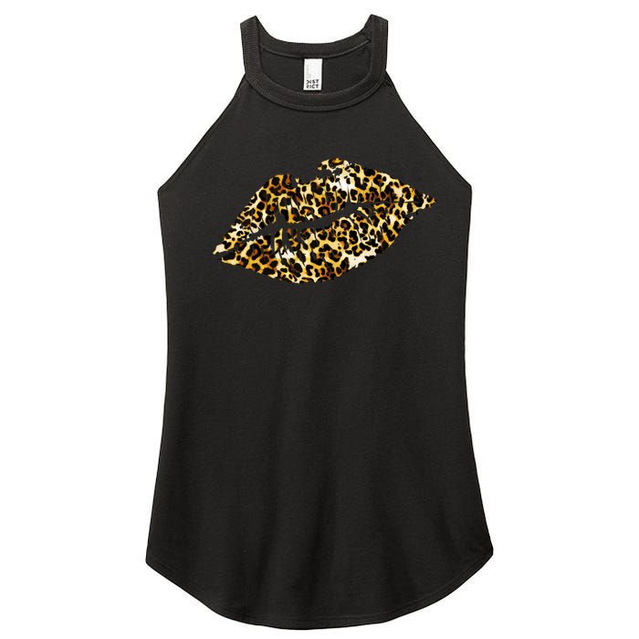 Cheetah Print Skinned Lips Women's Perfect Tri Rocker Tank