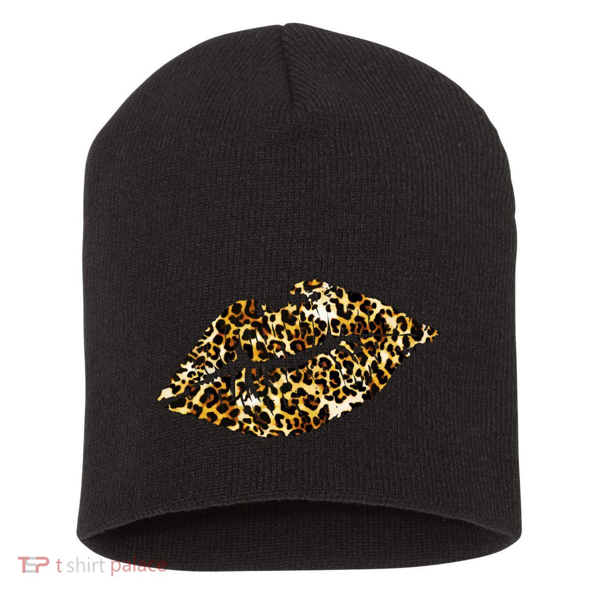 Cheetah Print Skinned Lips Short Acrylic Beanie