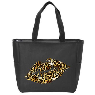 Cheetah Print Skinned Lips Zip Tote Bag