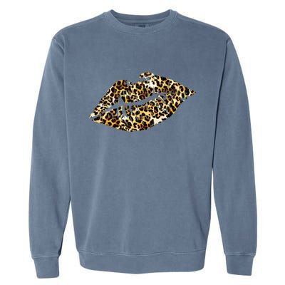 Cheetah Print Skinned Lips Garment-Dyed Sweatshirt