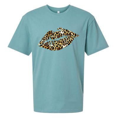 Cheetah Print Skinned Lips Sueded Cloud Jersey T-Shirt