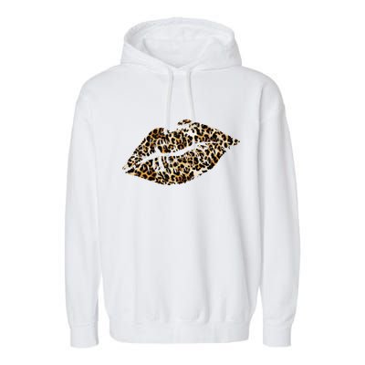 Cheetah Print Skinned Lips Garment-Dyed Fleece Hoodie