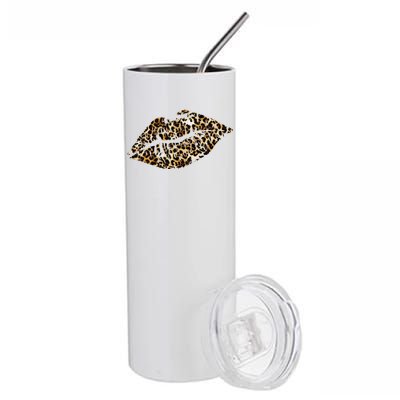 Cheetah Print Skinned Lips Stainless Steel Tumbler