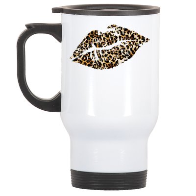 Cheetah Print Skinned Lips Stainless Steel Travel Mug