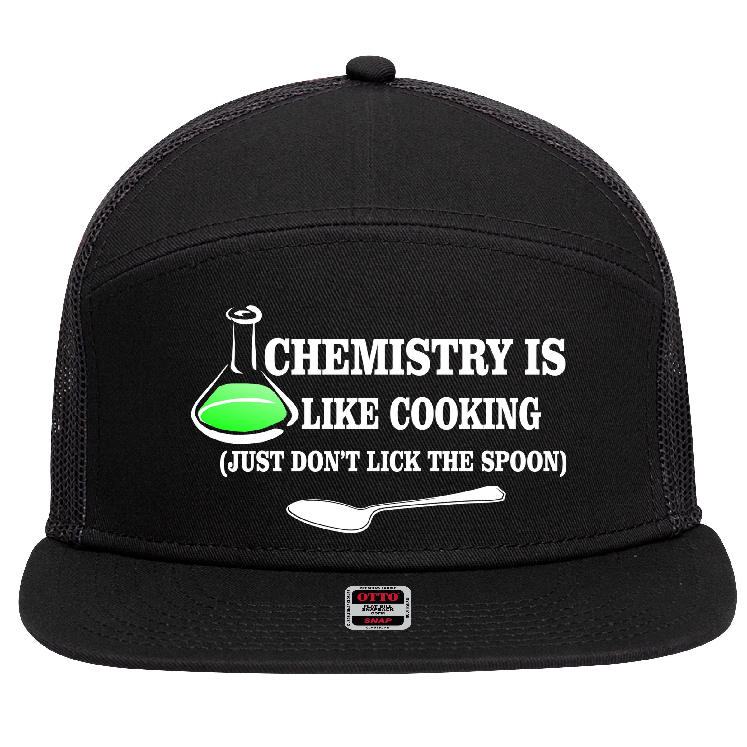 Chemistry Cooking Don't Lick The Spoon 7 Panel Mesh Trucker Snapback Hat