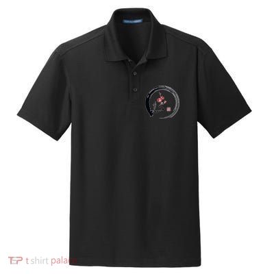Cherry Blossom Japanese Ink Painting Dry Zone Grid Polo
