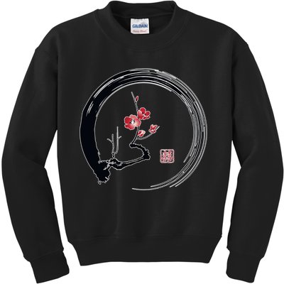 Cherry Blossom Japanese Ink Painting Kids Sweatshirt