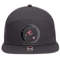 Cherry Blossom Japanese Ink Painting 7 Panel Mesh Trucker Snapback Hat