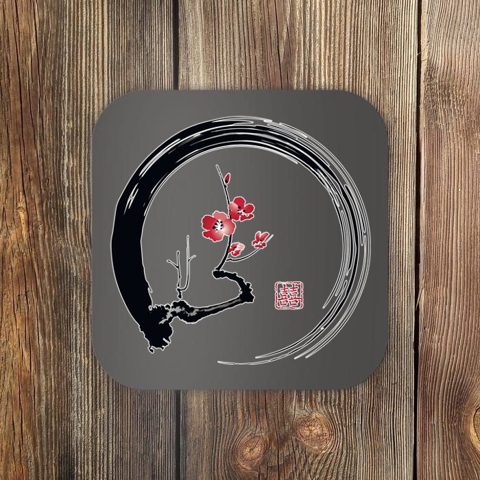 Cherry Blossom Japanese Ink Painting Coaster